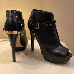 Michael Kors black, ankle boots with gold studs